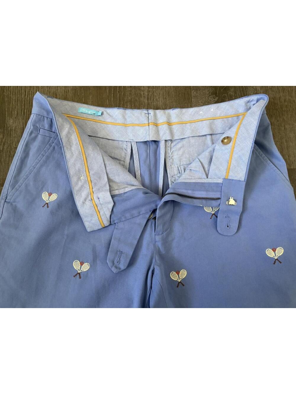 J. McLaughlin Men’s Cotton Blue Shorts Embroidered Tennis Rackets Size 32 - Picture 3 of 9